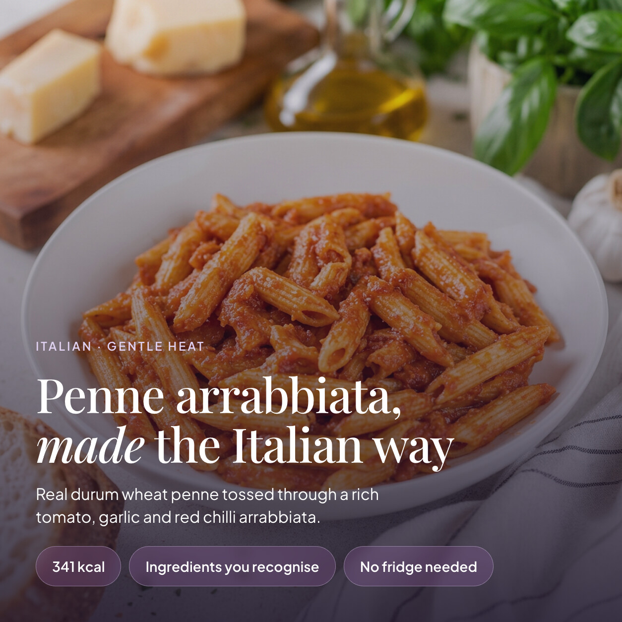 Penne Arrabbiata, made the Italian way, 341 kcal